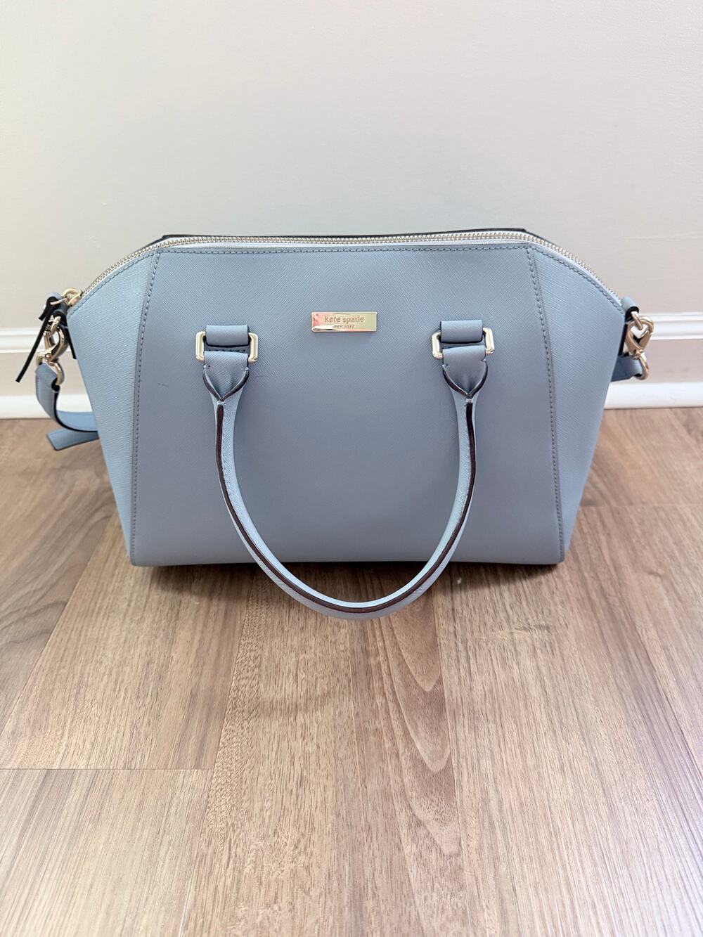 Kate Spade New York Tilden Place Pippa Light Blue Gold Hardware Leather Satchel